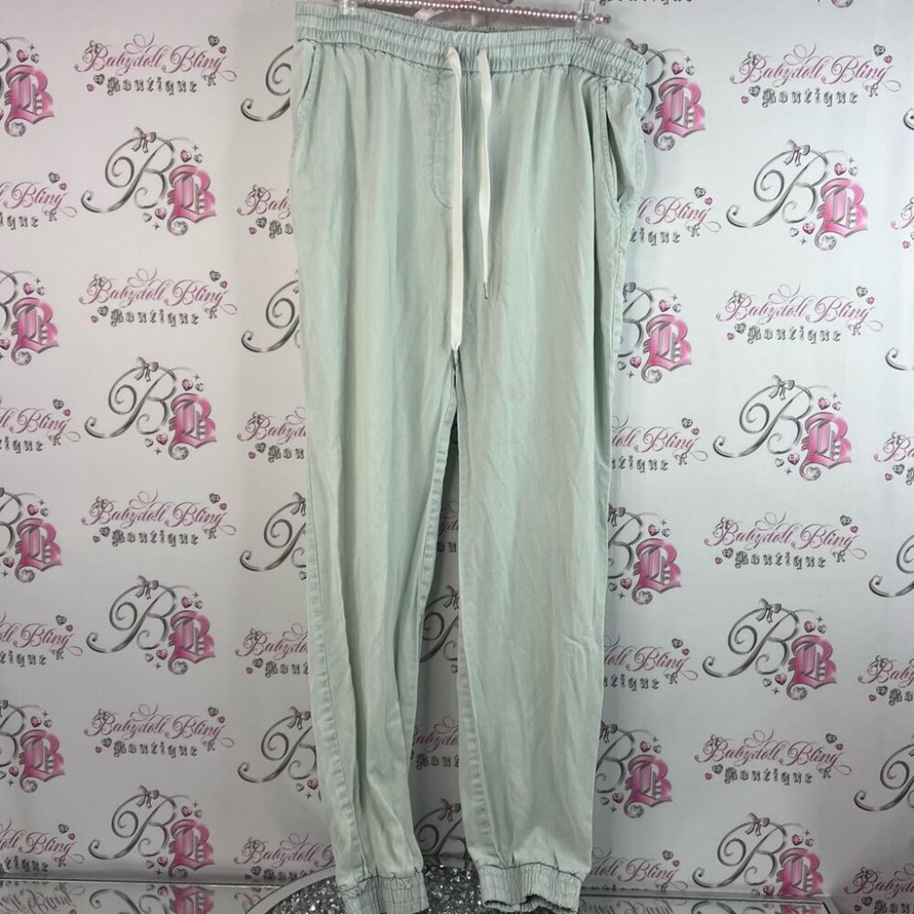 Wilfred free pants denim look light wash Soft Gray white blue bottoms Joggers